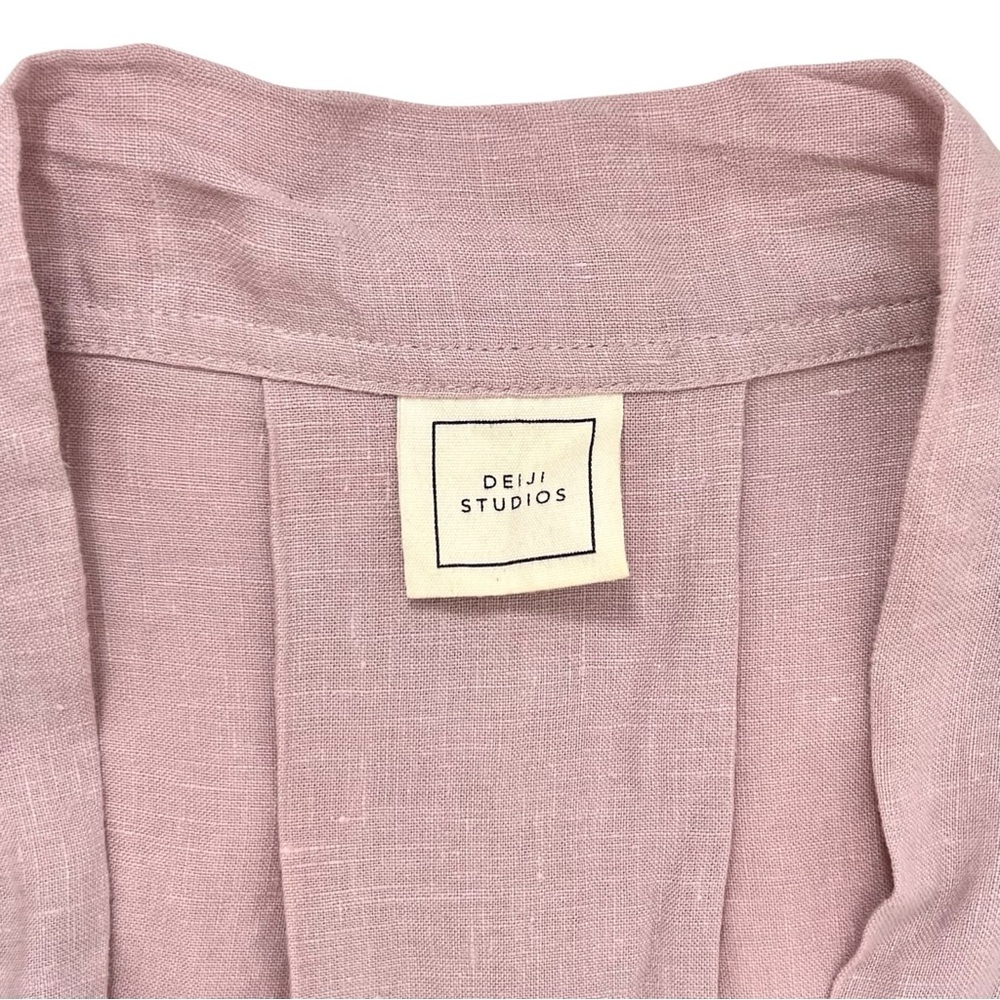 Deiji Studios The 01 Loungewear Kimono Top - Lilac Purple Belted Linen Top - Picture 7 of 10